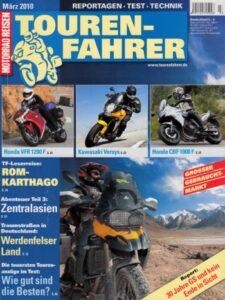 Titelseite: Tourenfahrer 3/2010 – Honda VFR 1200 F; Honda CBF 1000 F; Kawasaki Versys
