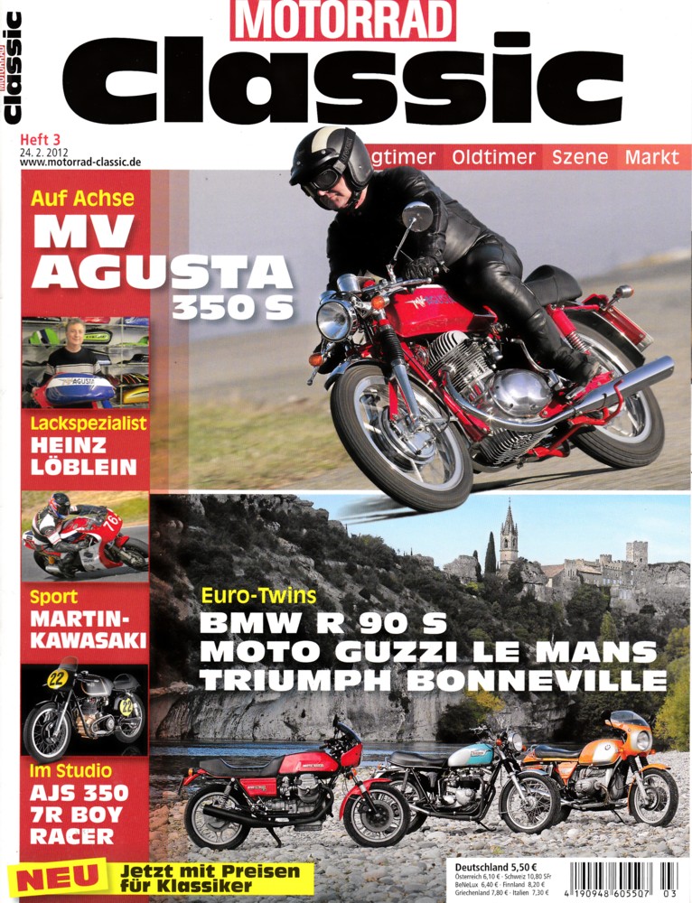 Titelbild: Motorrad Classic 03/2012 – MV Agusta 350 Elettronica, BMW R 90 S