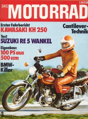 Titelbild: DAS MOTORRAD 3/1976 – Test Suzuki RE 5 Rotary; Test Kawasaki KH 250