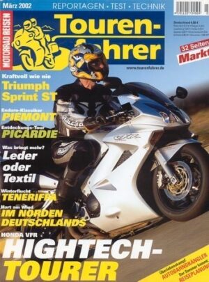 Tourenfahrer 3/2002 – Honda VFR mit 80 kW (109 PS) als Reise-Motorrad, Triumph Sprint ST mit 88 kW (120 PS) im Test