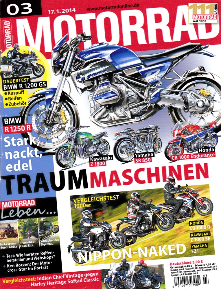 Titelbild: MOTORRAD 3/2014 – Dauertest/Zubehör BMW R 1200 GS; Gebrauchtkauf MV Agusta F4 750 / 1000