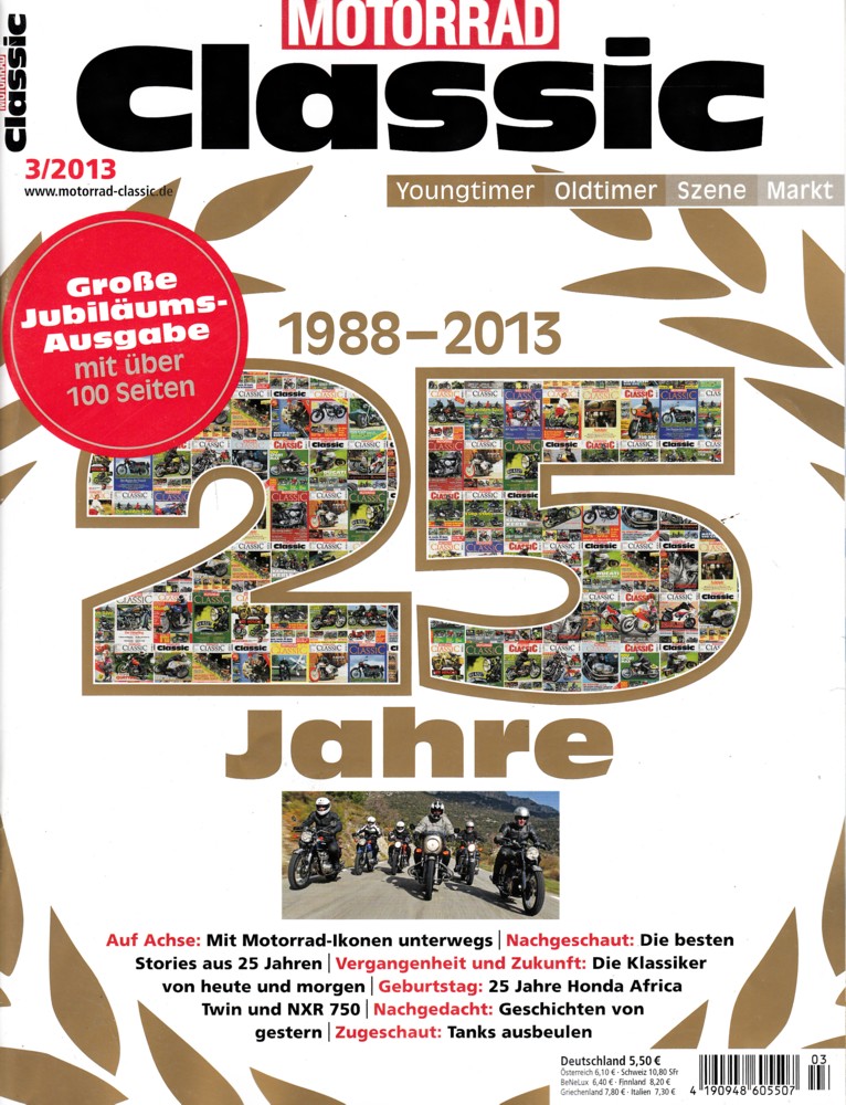 Titelbild: Motorrad Classic 03/2013 – BMW R 90 S im Vergleich, Honda XRV 650 Africa Twin