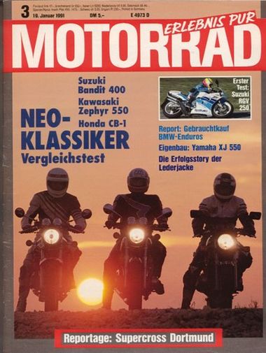 MOTORRAD 3/1991 – Honda CB-1; Kawasaki Zephyr 550; Suzuki GSF 400 Bandit; Test Suzuki RGV 250