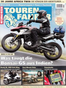 Titelseite: TOURENFAHRER 3/2018 – Honda GL 1800 Gold Wing ; BMW G 310 GS