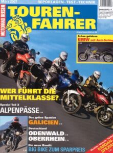 Titelseite: Tourenfahrer 3/2007 – Honda Transalp vs. Kawasaki Versys vs. Suzuki V-Strom