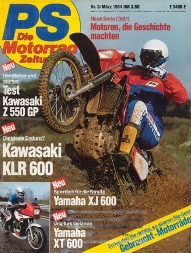 PS 3/1984 – Kawasaki KLR 600 mit 20/31 kW (27/42 PS) im Test, Kawasaki GPZ 550 mit 48 kW (65 PS) Test & Technik