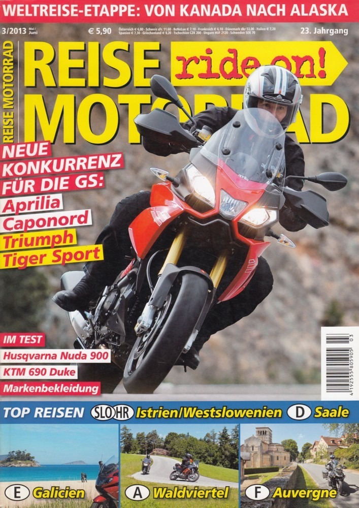 Titelbild: REISE MOTORRAD ride on! 3/2013 – KTM 690 Duke vs. Husqvarna Nuda 900