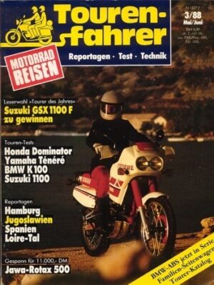 Tourenfahrer 3/1988 – Honda NX 650 Dominator mit 33 kW (45 PS) oder 20 kW (27 PS) im Vergleichstest, BMW K 100 mit 66 kW (90 PS) im Touren-Test