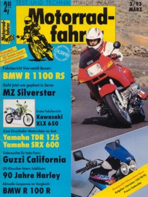 Motorradfahrer 3/1993 – Kawasaki KLX 650; BMW R 1100 RS; Test Yamaha TDR 125; Moto Guzzi California III, aus 2. Hand kaufen