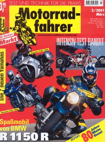 Motorradfahrer Heft 3/2001 – Yamaha FJR 1300, Honda GL 1800 Gold Wing, BMW R 1150 R