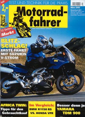 Motorradfahrer Heft 3/2002 – Suzuki DL 1000 V-Strom, BMW R 1150 RS vs. Honda VFR