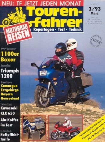 Tourenfahrer 3/1993 – Triumph Trophy 1200 mit 72 kW (98 PS) im Tourentest, BMW R 1100 RS mit 66 kW (90 PS) Probefahrt