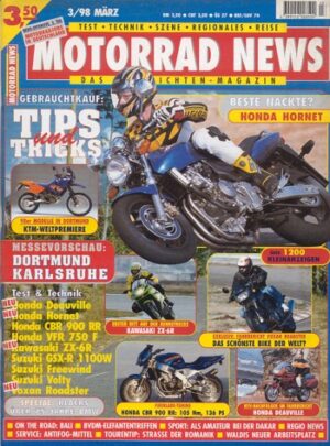 03_81.jpg MOTORRAD NEWS 3/1998 – Voxan Roadster 1000 mit 79 kW (108 PS) Test & Technik; Honda CB 600 F Hornet mit 70 kW (95 PS) Test & Technik; Kawasaki ZX-6R Ninja mit 79 kW (108 PS) Test & Technik