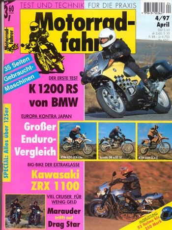 Motorradfahrer 4/1997 – K 1200 RS, ZRX 1100, VZ 800 vs. XVS 650