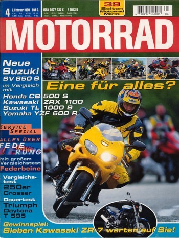 MOTORRAD 4/1999 – Suzuki SV 650 S; Dauertest Triumph Daytona T 595