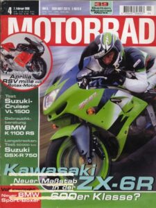 Titelseite: MOTORRAD 4/1998 – Honda VTR 1000 F Firestorm, Zubehör; Dauertest Suzuki GSX-R 750