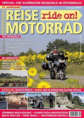REISE MOTORRAD ride on! 4/2009 – BMW F 800 R mit 64 kW (87 PS) im Vergleichstest, Triumph Street Triple mit 78 kW (106 PS) im Vergleichstest