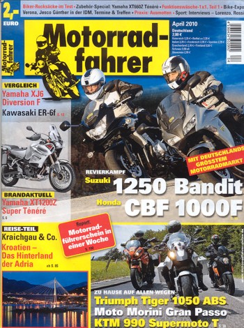 Motorradfahrer 4/2010 – Kawasaki ER-6f mit 53 kW (72 PS) im Vergleichstest; Yamaha XJ6 Diversion mit 57 kW (78 PS) im Vergleichstest