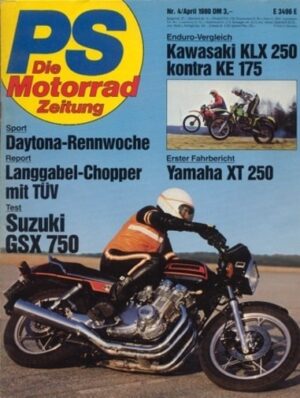 PS 4/1980 – Suzuki GSX 750 ET mit 59 kW (80 PS) Test & Technik, AME-Chopper, Philosophie und Technik, Jawa, die Story (Teil 1)