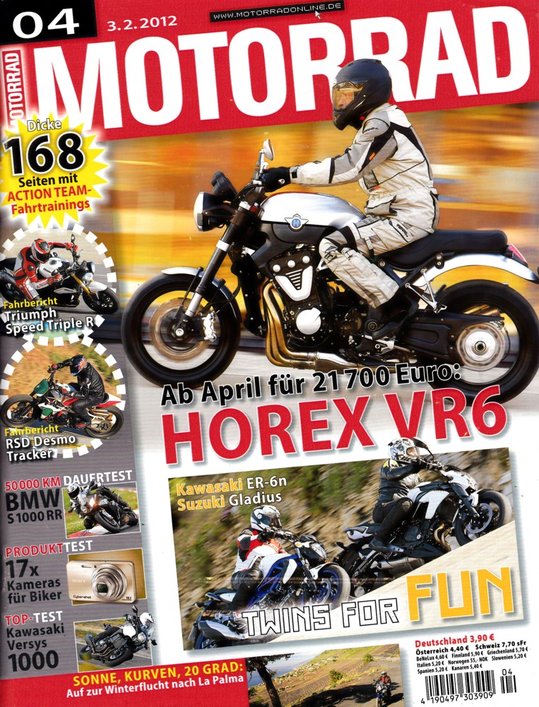Titelbild: MOTORRAD 4/2012 – Top-Test Kawasaki Versys 1000; Dauertest-Abschluss BMW S 1000 RR