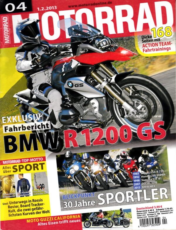 MOTORRAD 4/2013 – BMW HP4 im Vergleich; Test BMW R 1200 GS