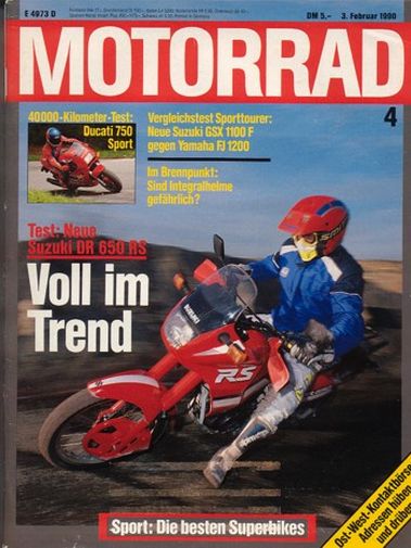 MOTORRAD 4/1990 – Suzuki GSX 1100 F; Yamaha FJ 1200; Test Suzuki DR 350 S; Test Suzuki DR 650 RS