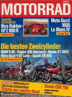 MOTORRAD 4/1985 – Moto Guzzi 1000 Le Mans IV; Yamaha Vmax; Honda CBX 750 F