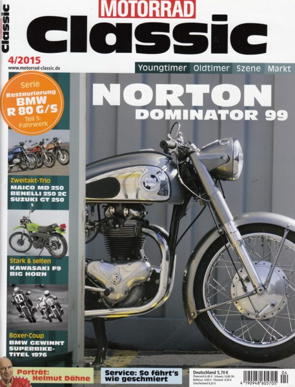Motorrad Classic 04/2015 – Norton Dominator 99; Maico MD 250; Suzuki GT 250