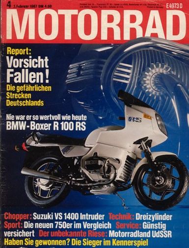 MOTORRAD 4/1987 – Test Suzuki VS 1400 Intruder; BMW R 100 RS; Kawasaki KLR 650