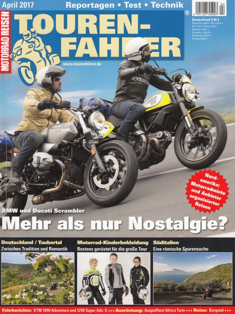 Titelbild: TOURENFAHRER 4/2017 – BMW R nineT Scrambler vs. Ducati Scrambler Icon