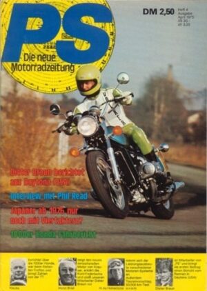 PS 4/1975 – Honda CB 750 mit Turboaufladung nach dem Langstreckentest, Honda GL 1000 Gold Wing mit 60 kW (82 PS) im Test