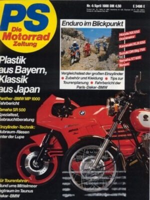 PS 4/1988 – Honda NX 650 Dominator mit 33 kW (45 PS) im Vergleichstest, Kawasaki KLR 650 mit 35 kW (48 PS) im Vergleichstest