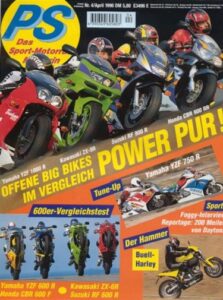 Titelseite: PS 4/1996 – Yamaha YZF 750 R, Experten-Tipps im Tune-Up, Honda CBR 600 F mit 72 kW (98 PS) im Vergleichstest