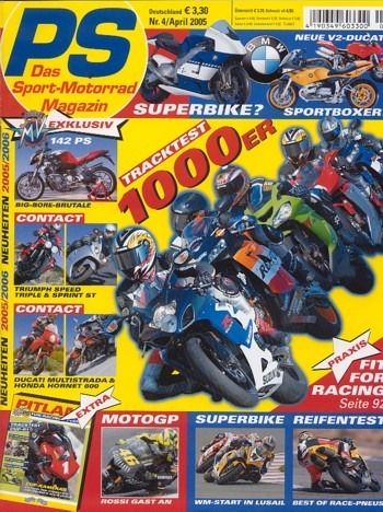 PS 4/2005 – Honda CBR 1000 RR Fireblade mit 126 kW (171 PS) im Vergleichstest, Kawasaki ZX-10R Ninja mit 128 kW (175 PS) im Vergleichstest