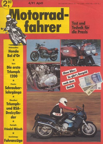 Motorradfahrer 4/1991 – Triumph Trophy 1200; Kawasaki GTR 1000 Gespann
