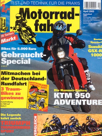 Motorradfahrer Heft 4/2003 – Honda CB 900 F Hornet vs. Kawasaki Z 1000 vs. Yamaha FZS 1000 Fazer