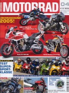 Titelseite: MOTORRAD 4/2005 – Top-Test Yamaha MT-01; Dauertest-Bilanz Kawasaki Z1000