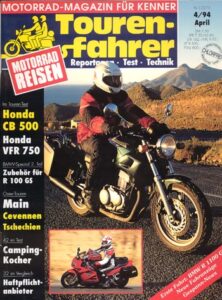 Titelseite: Tourenfahrer 4/1994 – Honda VFR 750 F; Honda CB 500