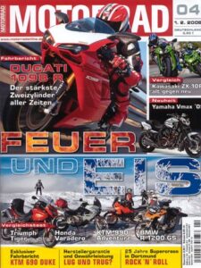 Titelseite: MOTORRAD 4/2008 – Test Ducati 1098 R; Vergleich Kawasaki ZX-10R Ninja 2007/2008