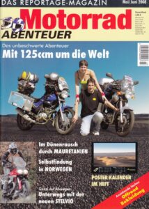 Titelseite: Motorrad ABENTEUER 5/6 2008 – Test Moto Guzzi Stelvio 1200 4v; Test BMW F 800 GS; Test BMW F 650 GS; BMW HP2, hier der Umbau von African Queens