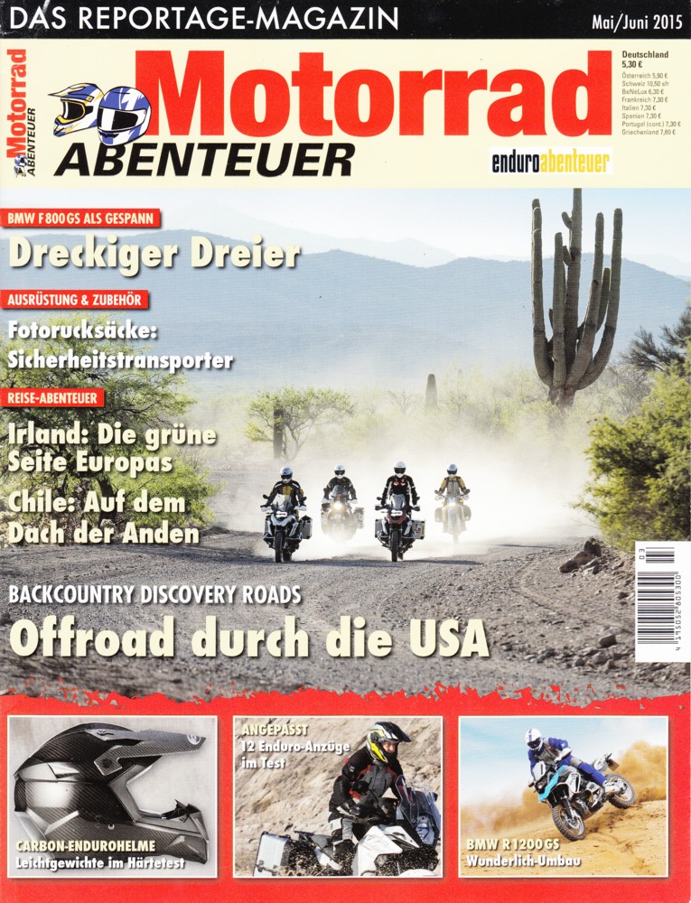 Titelbild: Motorrad Abenteuer 5/6 2015 – KTM 690 Enduro R; Wunderlich BMW R 1200 GS
