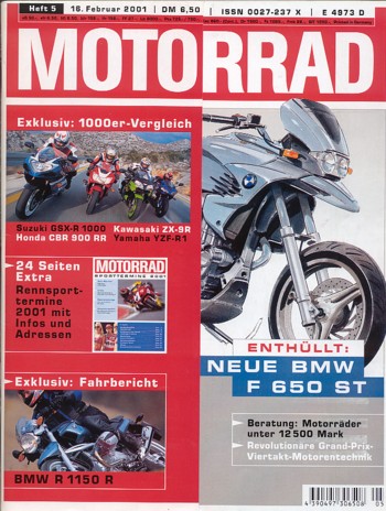 MOTORRAD 5/2001 – BMW R 1150 R; Top-Test Honda CBR 600 F