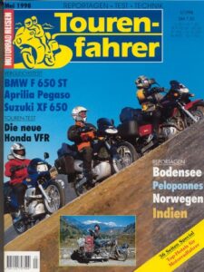 Titelseite: Tourenfahrer 5/1998 – Pegaso 650 vs. F 650 ST vs. XF 650; VFR 800