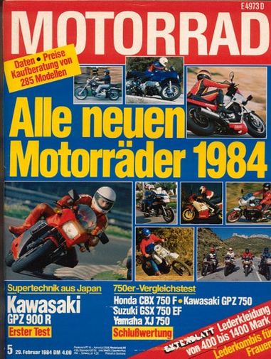 MOTORRAD 5/1984 – Test Kawasaki GPZ 900 R mit 74 kW (100 PS) Test & Technik; Test Yamaha XT 600 mit 32 kW (44 PS) im Test