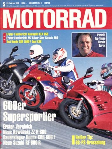 MOTORRAD 5/1993 – Honda CBR 600 F; Kawasaki ZZ-R 600; Suzuki RF 600 R; Test Honda CBR 1000 F Dual CBS
