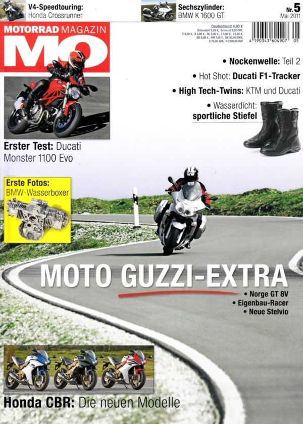 MO 5/2011 – Test Moto Guzzi Norge GT 8V; Ducati 1198 SP; Honda Crossrunner