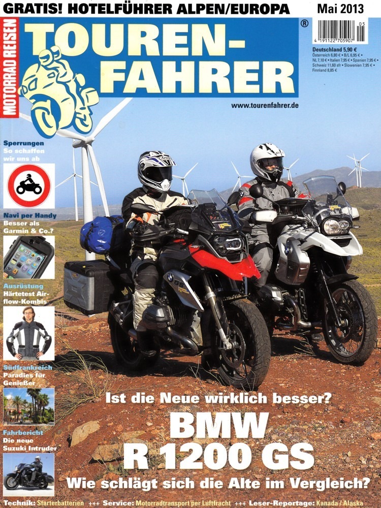 Titelbild: Tourenfahrer 5/2013 – BMW R 1200 GS alt vs. neu auf 16 Seiten
