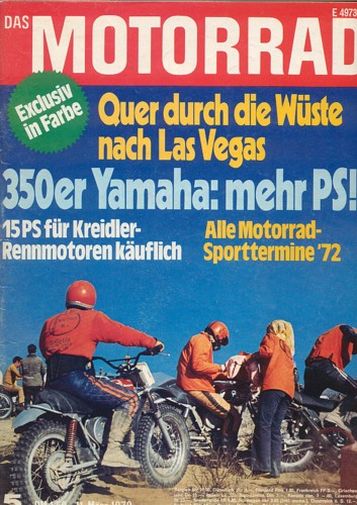 DAS MOTORRAD 5/1972 – Yamaha R 5 350 ccm; Test Starflite GT 50; Sachs-Wankel
