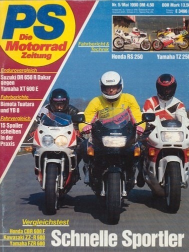 PS 5/1990 – Honda CBR 600 F mit 68 kW (93 PS) im Vergleichstest, Kawasaki ZZ-R 600 mit 72 kW (98 PS) im Vergleichstest