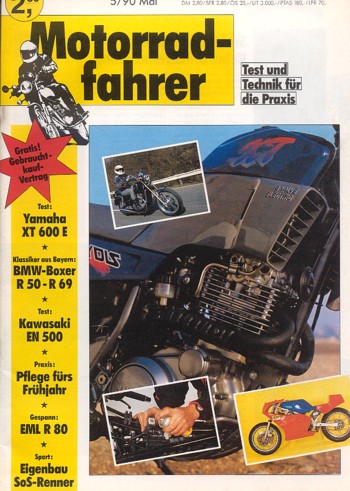 Motorradfahrer 5/1990 – Yamaha XT 600 E; BMW R 80 als EML-Dreirad